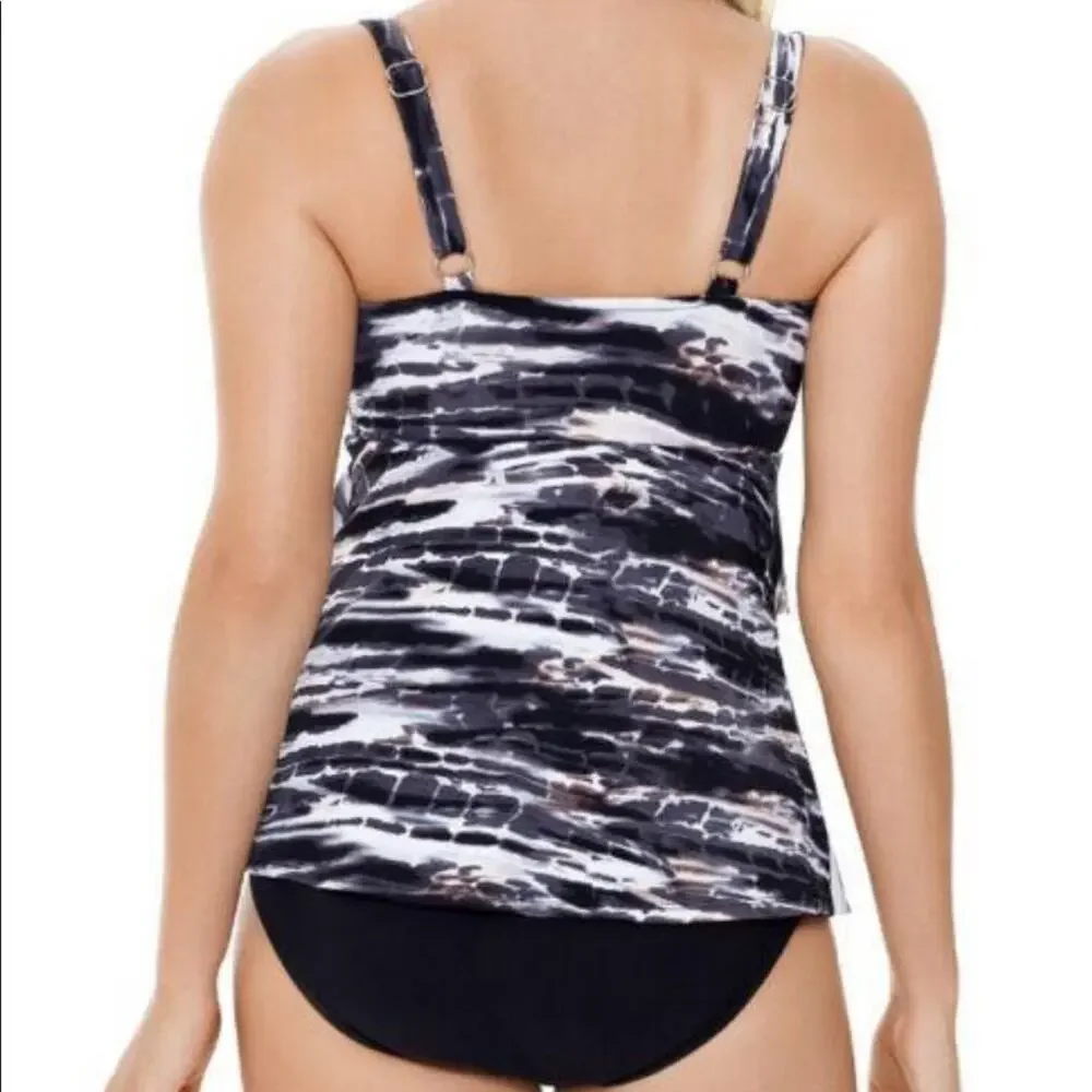 Swim Solutions BLACK Tiered One-Piece Swimsuit